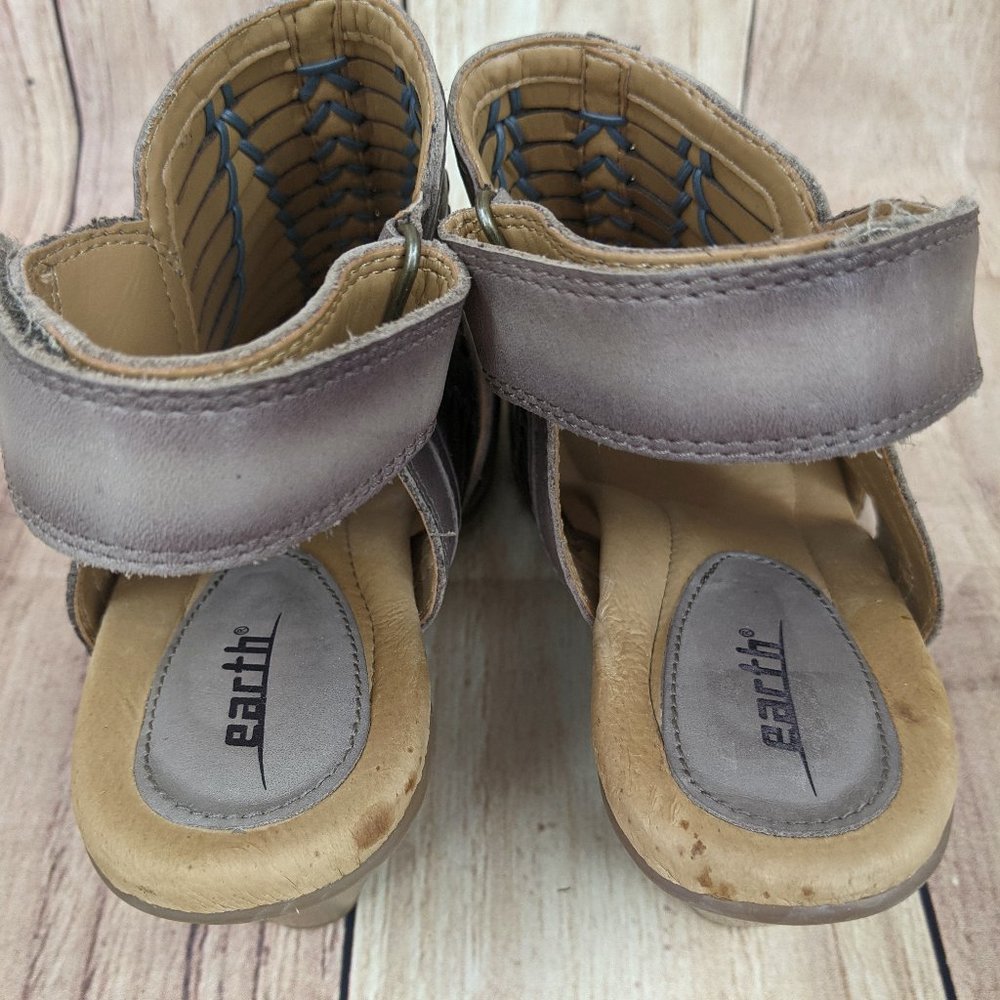 EARTH Libra Heeled Sandals Gray Leather Comfort Sandal Sz 10 - Picture 5 of 10